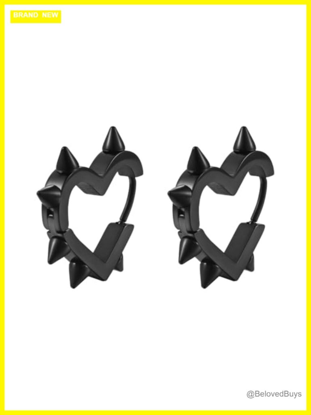 Titanium Steel Gothic Hoop Earrings Set Heart Punk Grunge Y2K Emo Spike